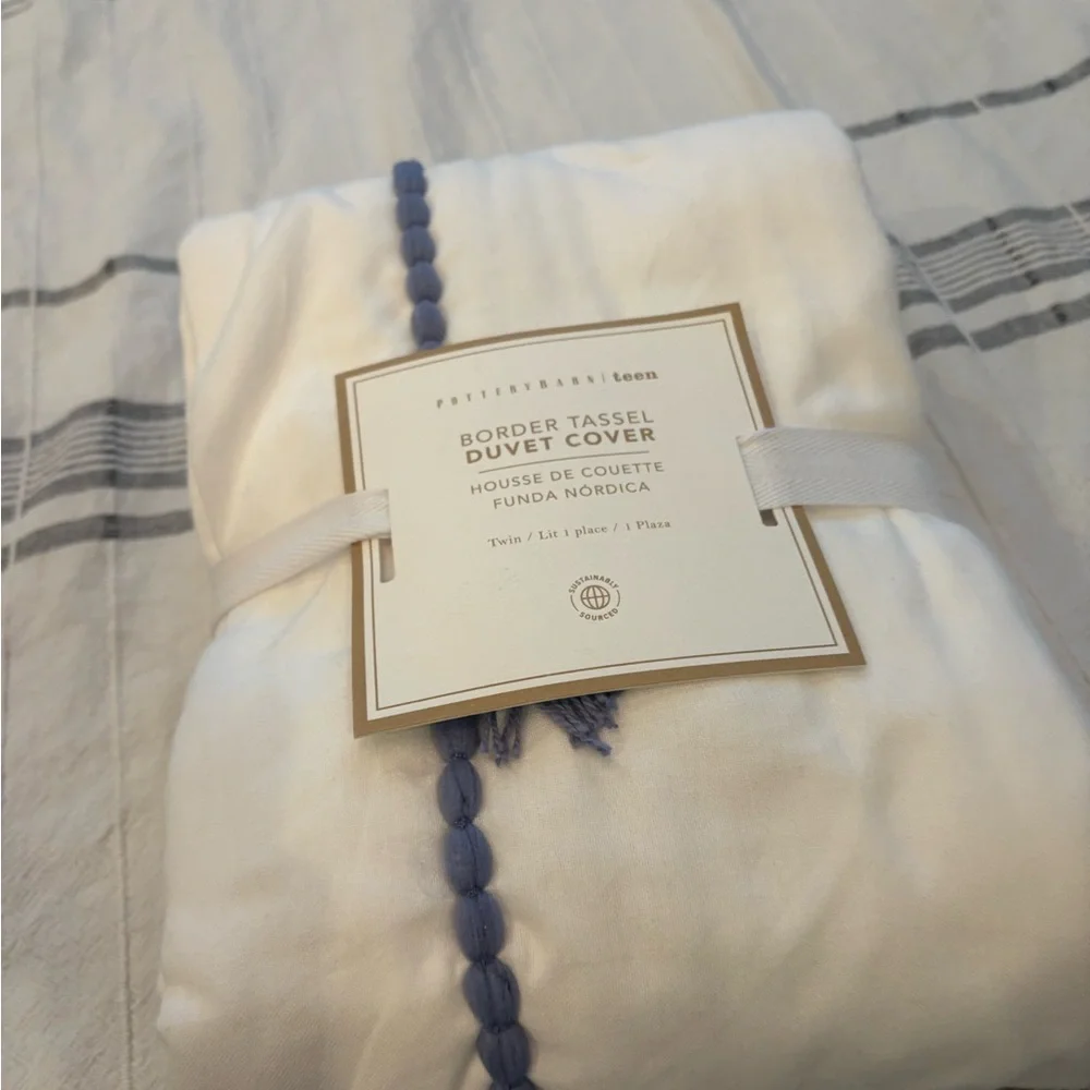 NWT Pottery‎ Barn Teen Border Tassel Duvet Cover Twin